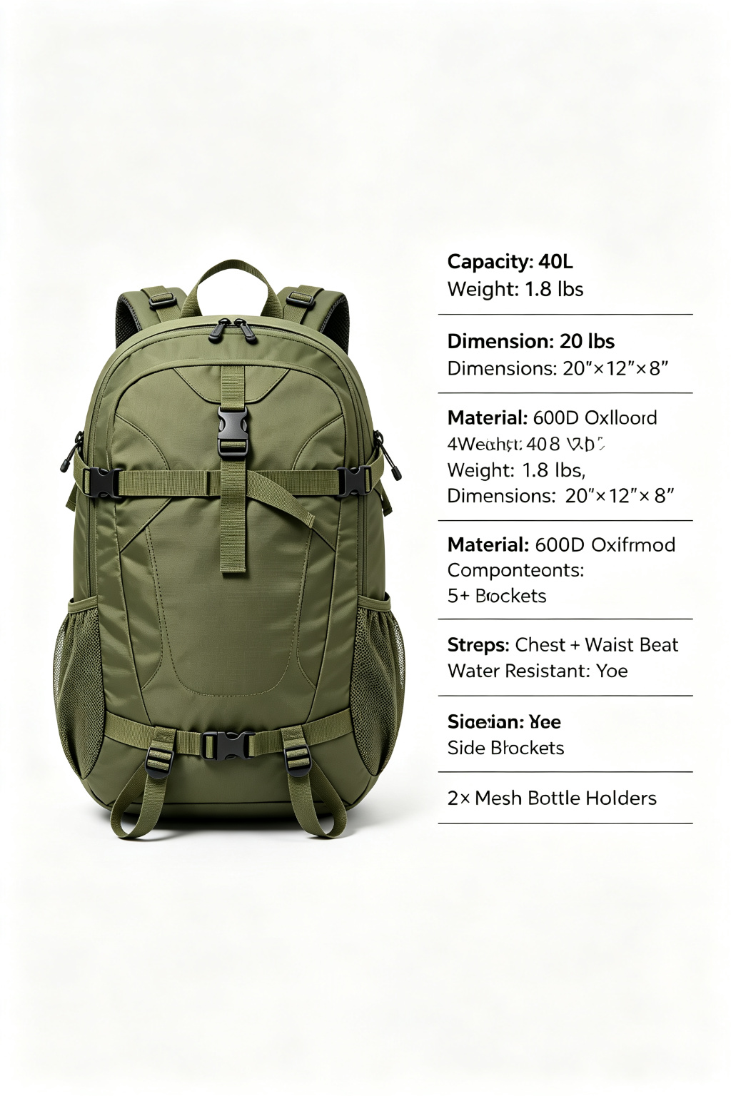 40L Outdoor Hiking Backpack