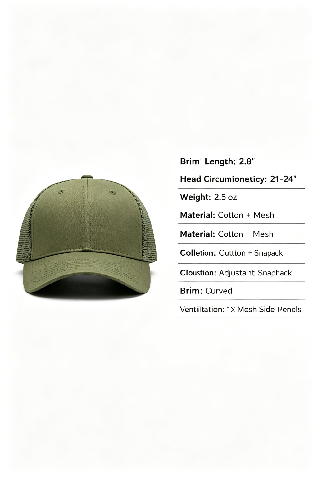 Breathable Mesh Back Baseball Cap