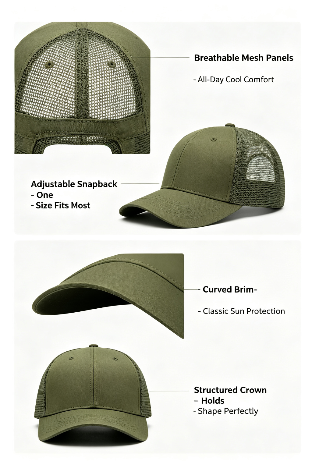 Breathable Mesh Back Baseball Cap