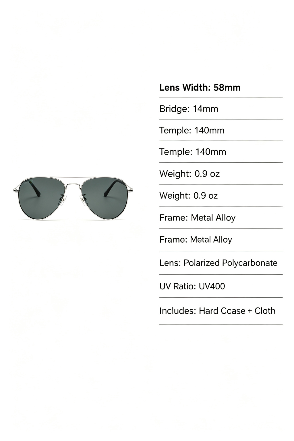 Classic Aviator Polarized Sunglasses