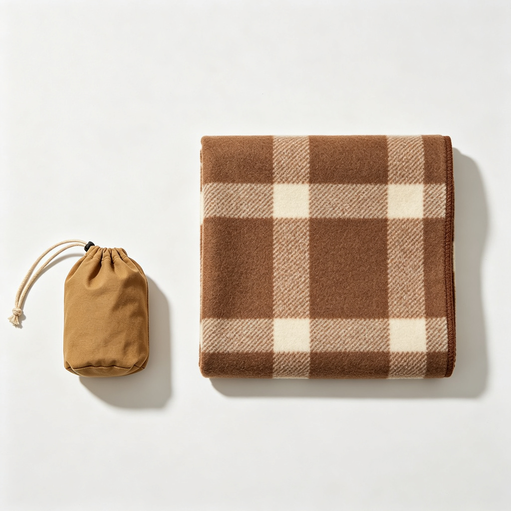 Classic Plaid Wool Blend Outdoor Blanket