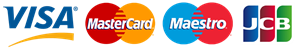 Visa, MasterCard, Maestro and JCB payment logos