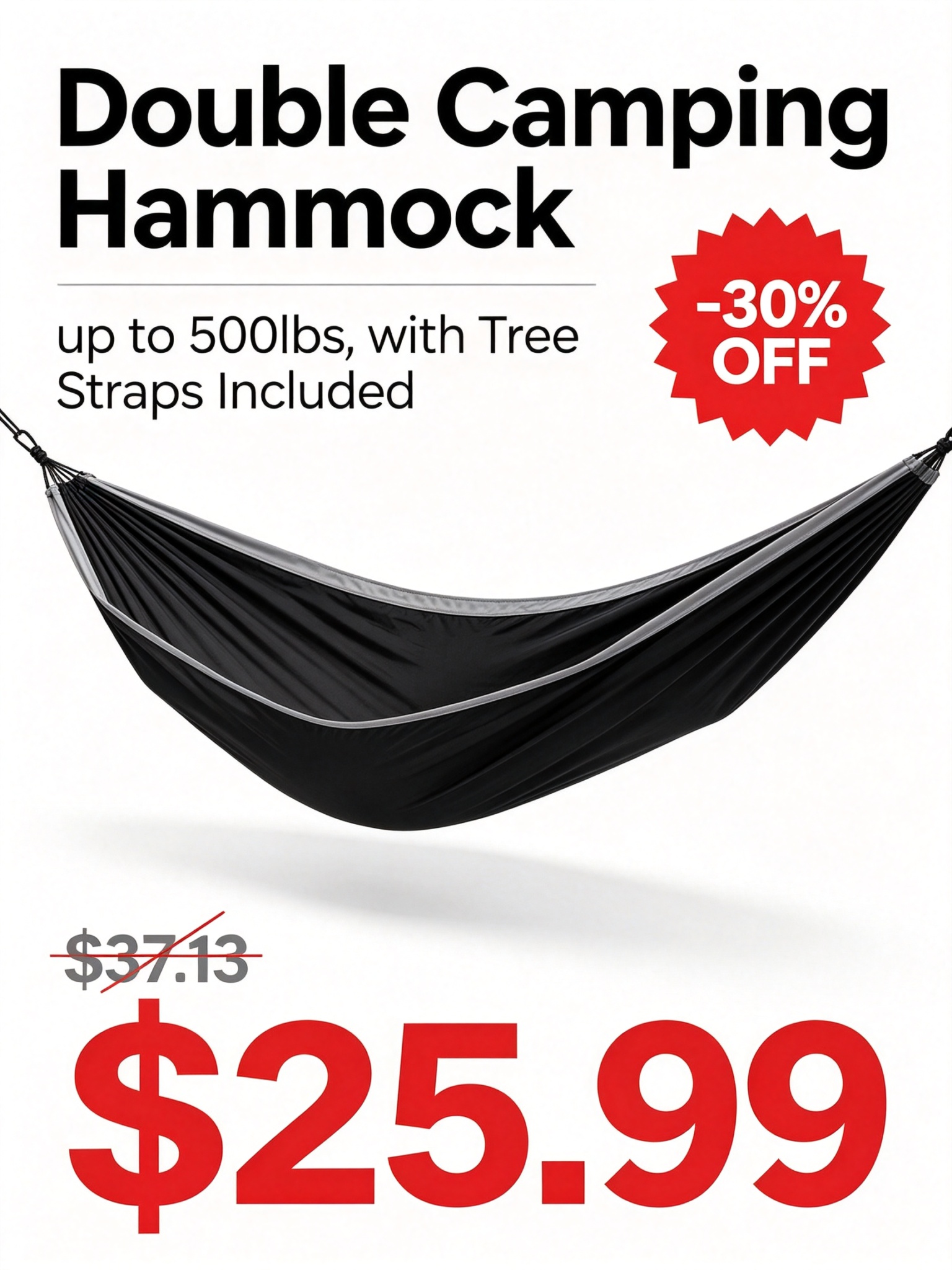 Double Camping Hammock with Tree Straps