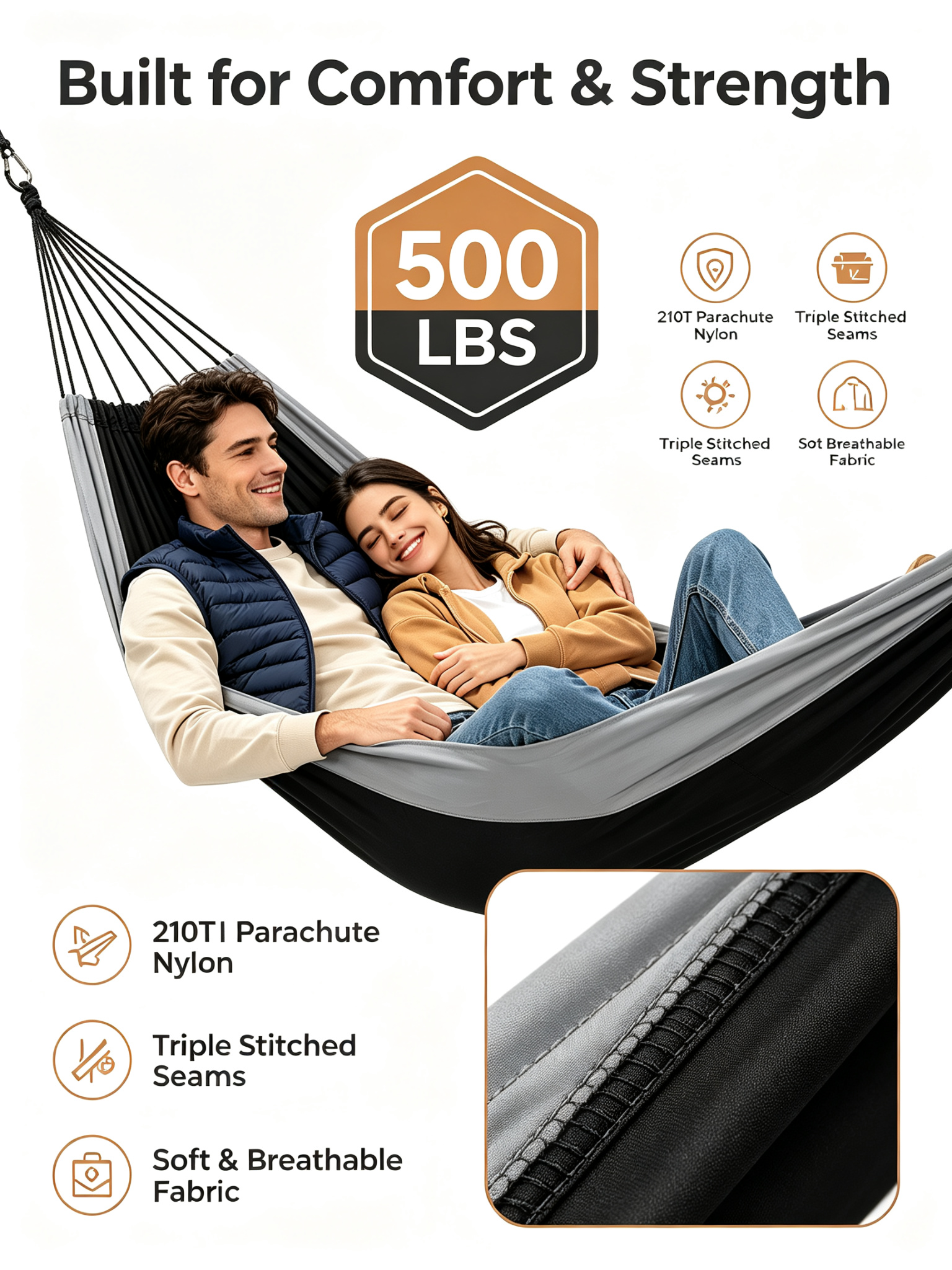 Double Camping Hammock with Tree Straps