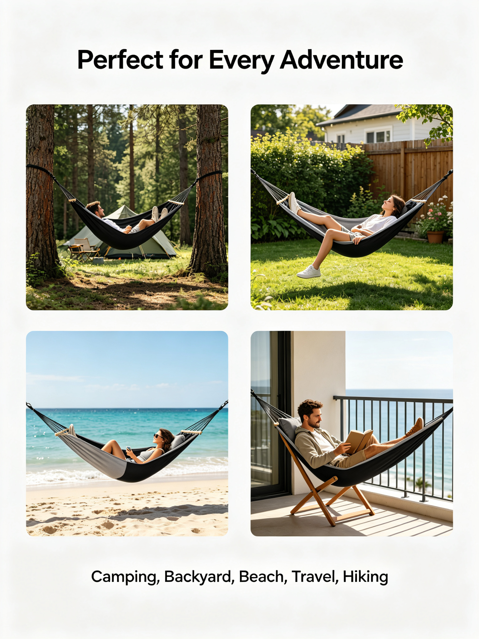 Double Camping Hammock with Tree Straps