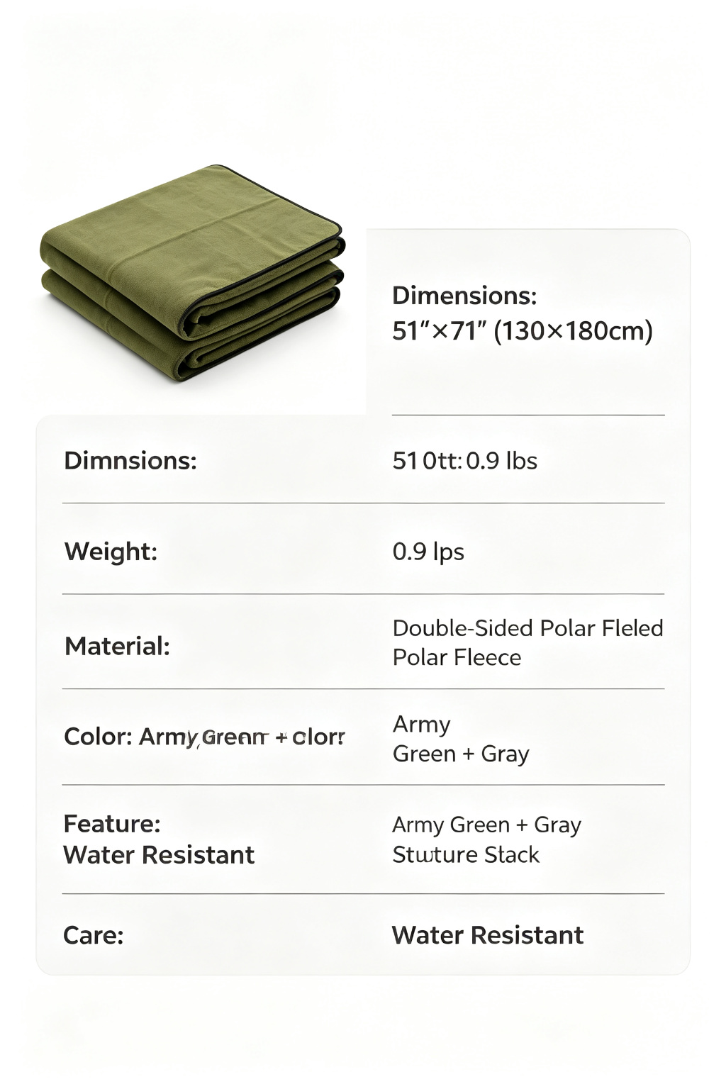 Double-Sided Polar Fleece Blanket (Water Resistant)