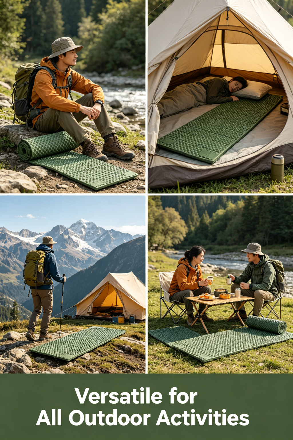 Egg Crate Foam Sleeping Pad with Thermal Reflective Layer