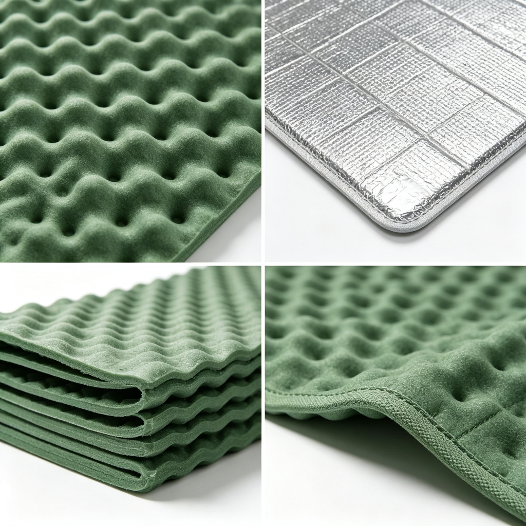 Egg Crate Foam Sleeping Pad with Thermal Reflective Layer