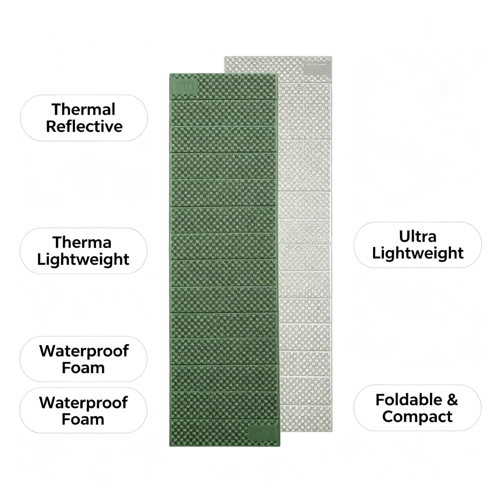 Egg Crate Foam Sleeping Pad with Thermal Reflective Layer