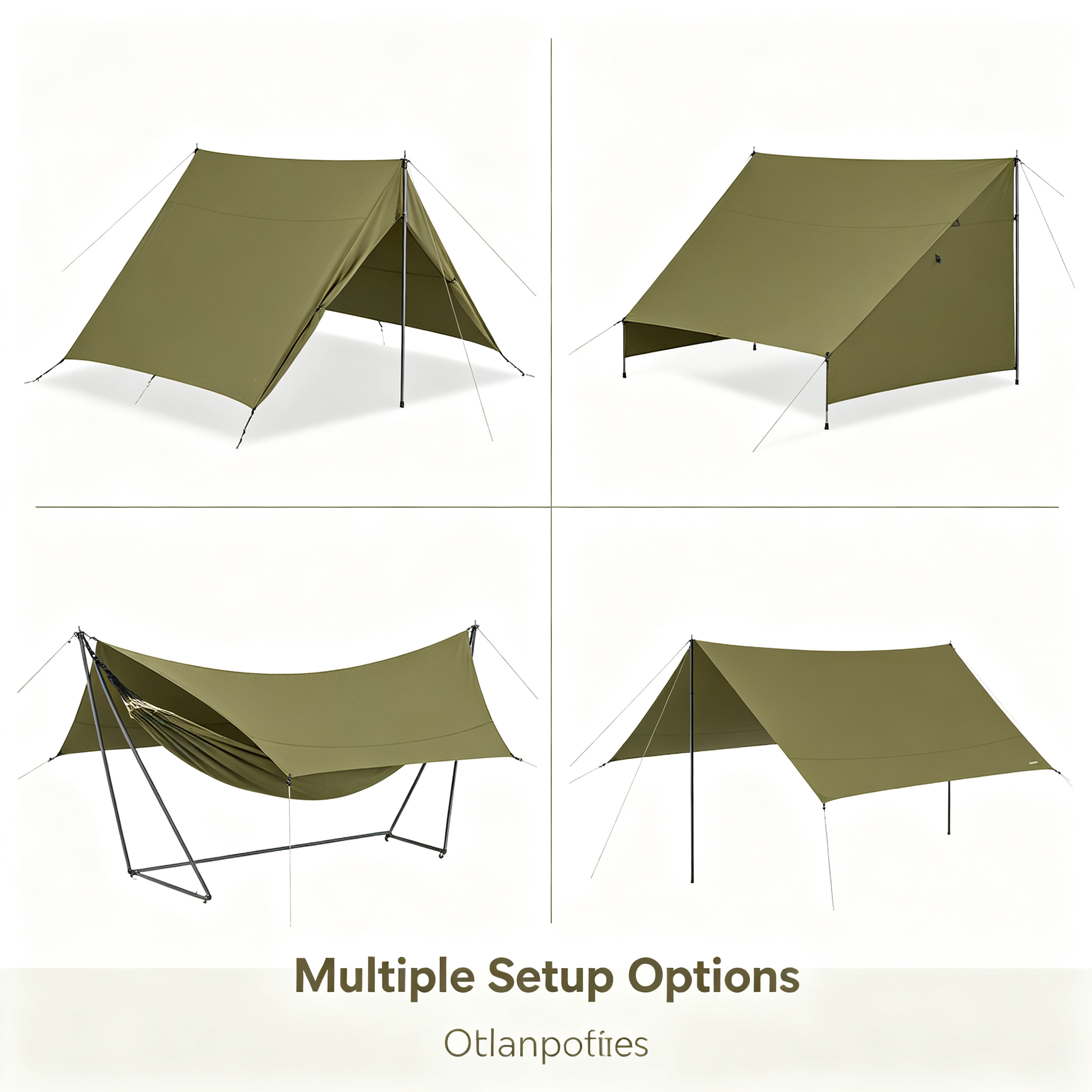 Multifunctional Camping Tarp with 2 Poles
