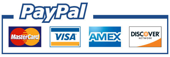 PayPal, MasterCard, Visa, American Express and Discover payment logos