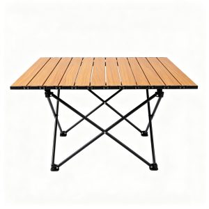 Roll-Up Wood-Grain Aluminum Folding Table