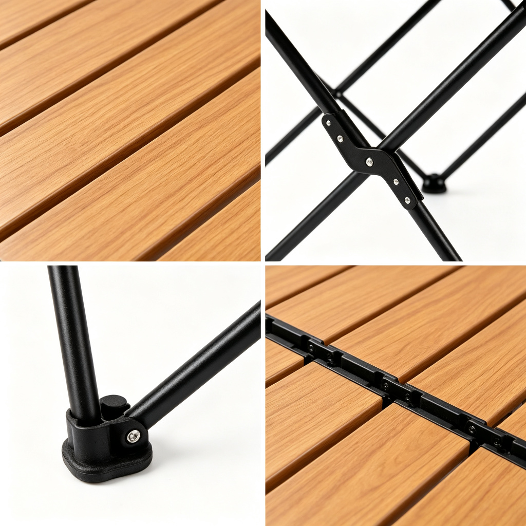 Roll-Up Wood-Grain Aluminum Folding Table