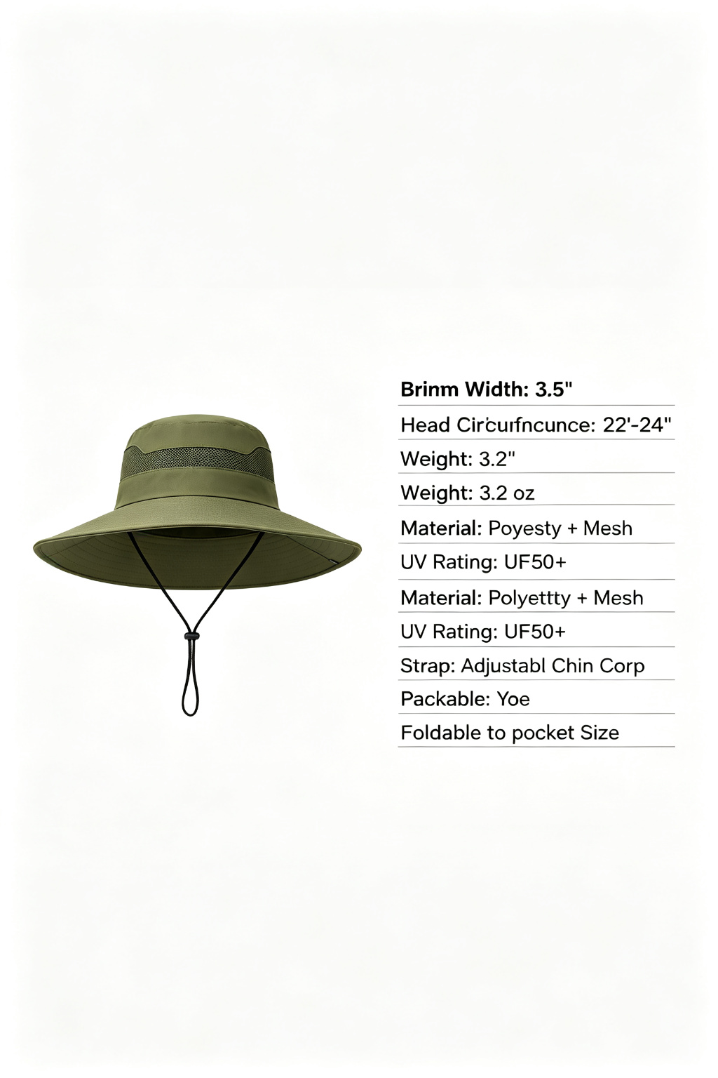 Wide Brim Bucket Sun Hat with Chin Strap