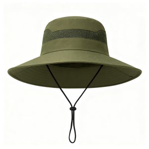 Wide Brim Bucket Sun Hat with Chin Strap
