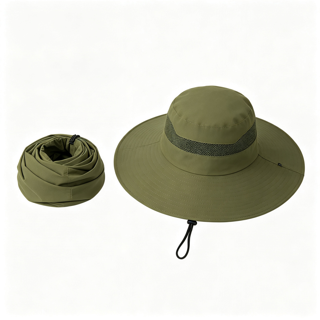 Wide Brim Bucket Sun Hat with Chin Strap