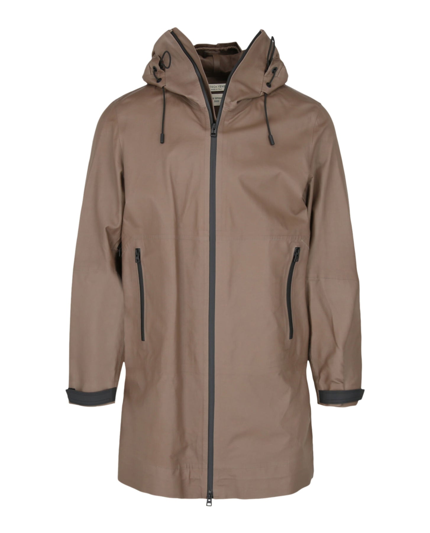 Kapuzenjacke – lang, Leder