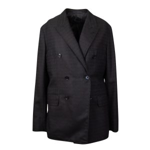 Zweireihiger Blazer aus Seide – Marineblau