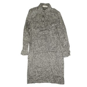 Langärmeliges Damen-Midi-Hemdkleid – Schwarz/Weiß