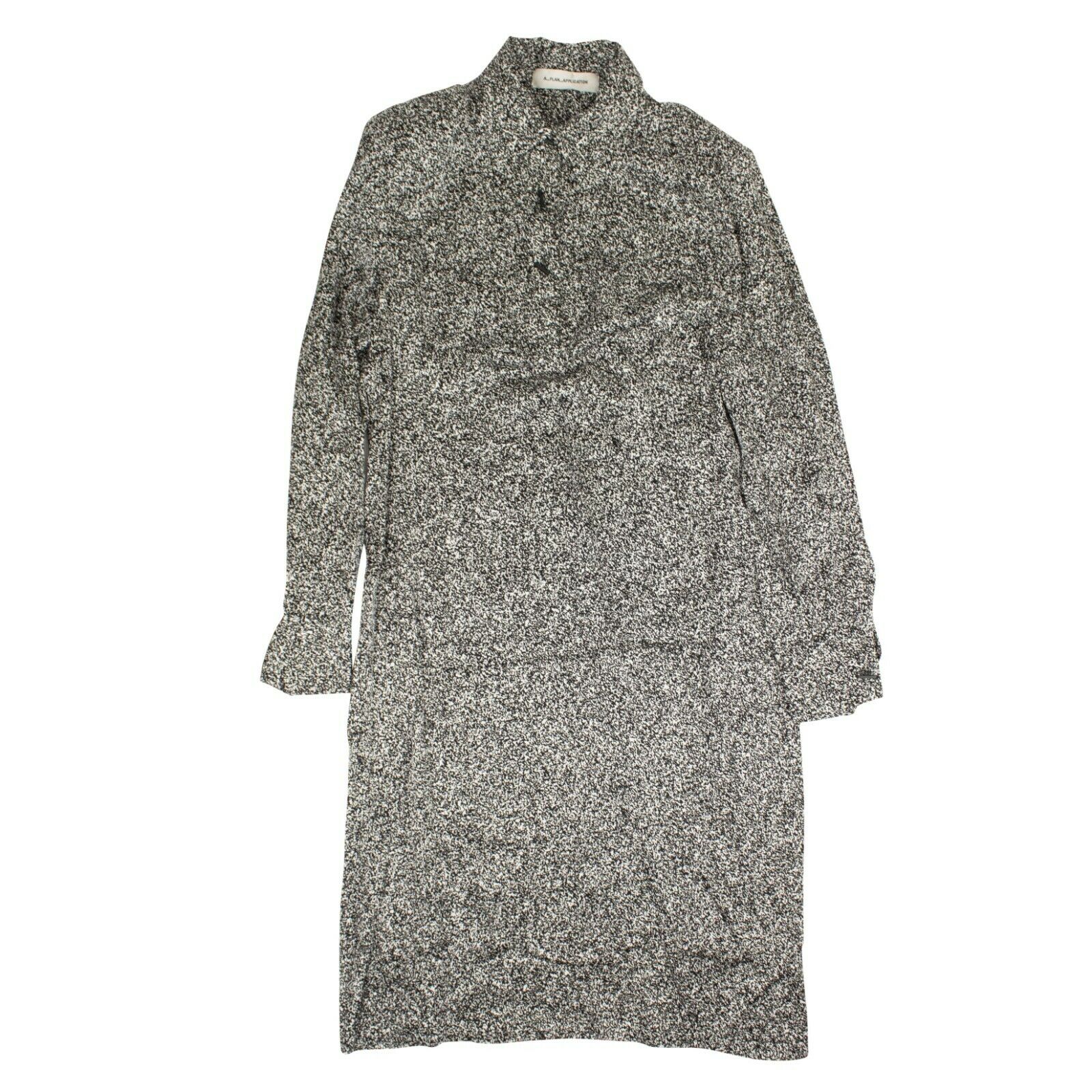 Langärmeliges Damen-Midi-Hemdkleid – Schwarz/Weiß