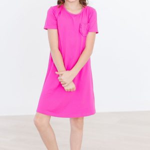 T-Shirt-Kleid – Knallrosa