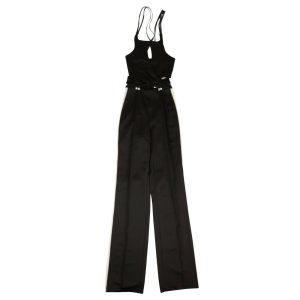 Jumpsuit – Schwarz, Cut-outs, Neckholder