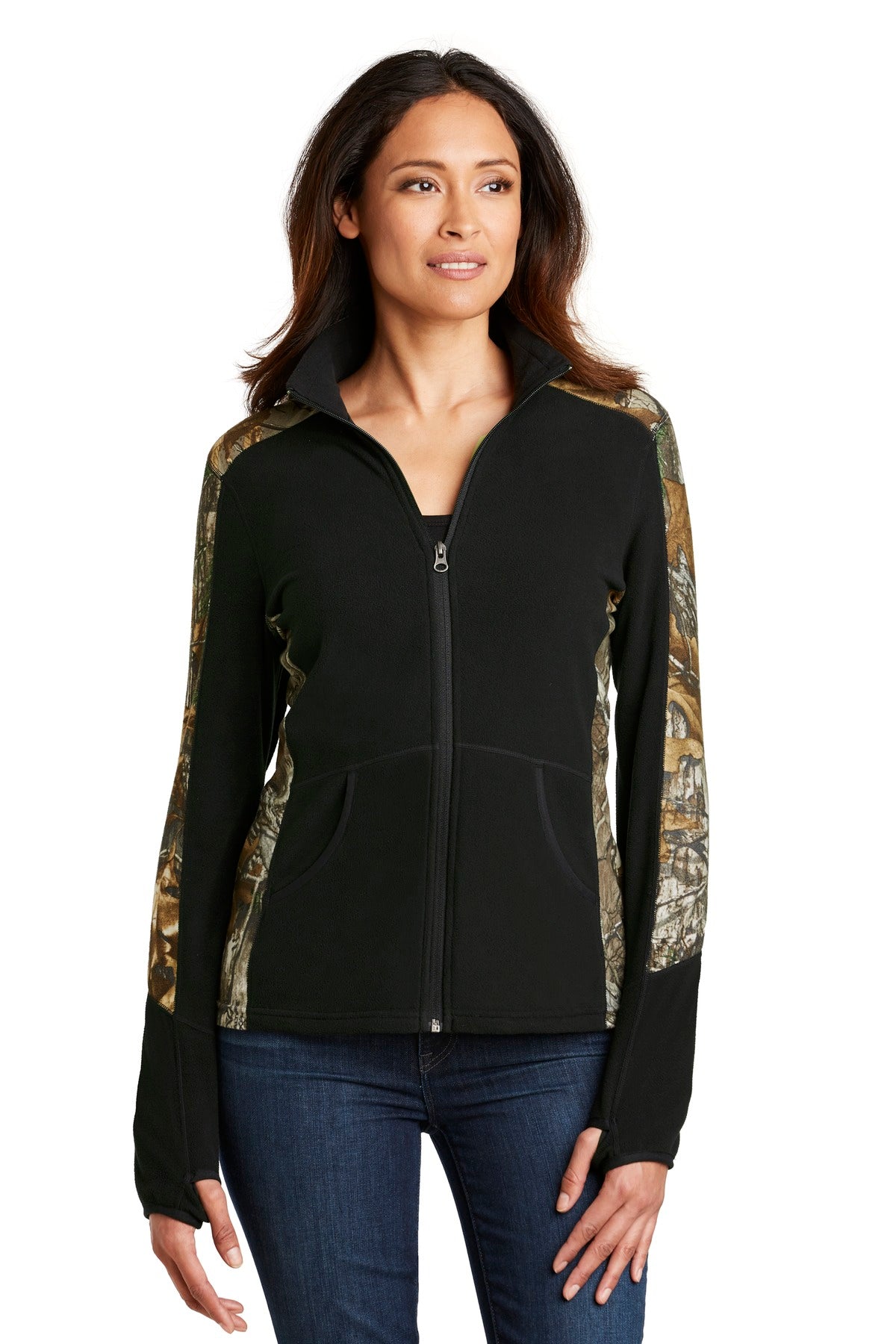 Port Authority Jacke – Damen, Camouflage, Mikrofleece, durchgehender Reißverschluss – L230C