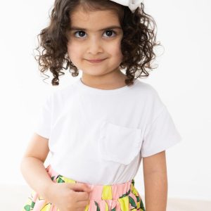 T-Shirt mit gerüschter Tasche – Weiß