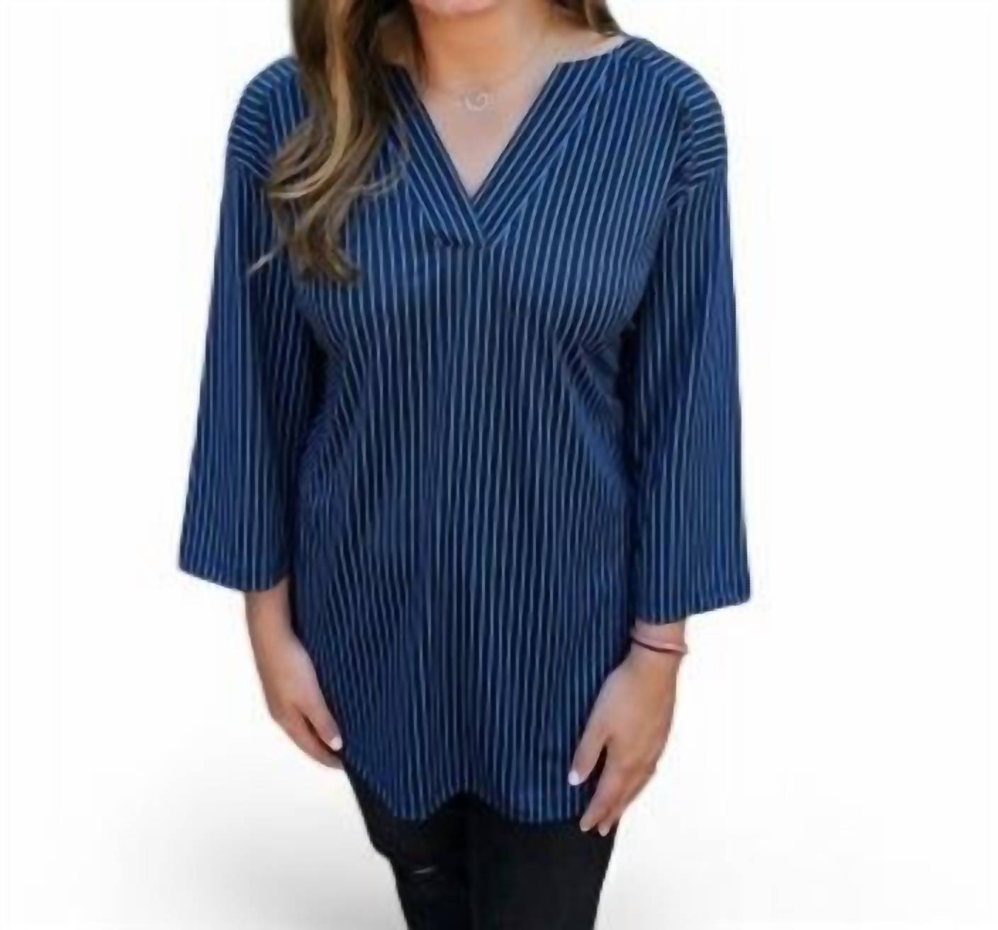 Gestreiftes Top – Schwarz/Blau