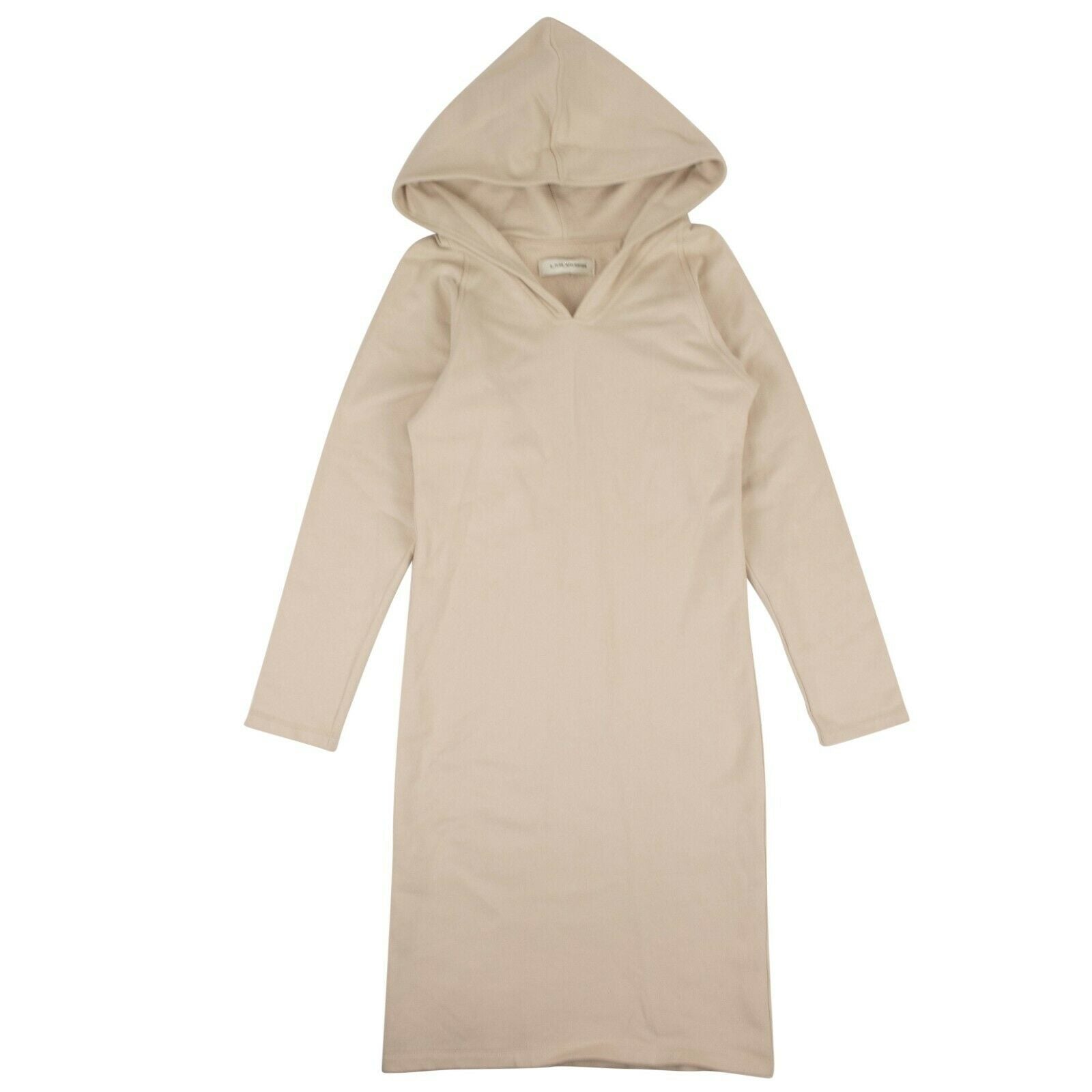 Langarm-Midikleid aus Baumwolle mit Kapuze – Hellbraun
