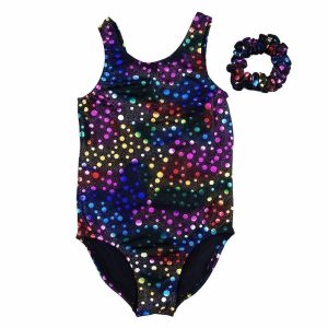 Trikot – Mädchen, Schwarz, Mehrfarbig, Regenbogenmotiv, Punkte – S (9-24M)-XL (6-8)