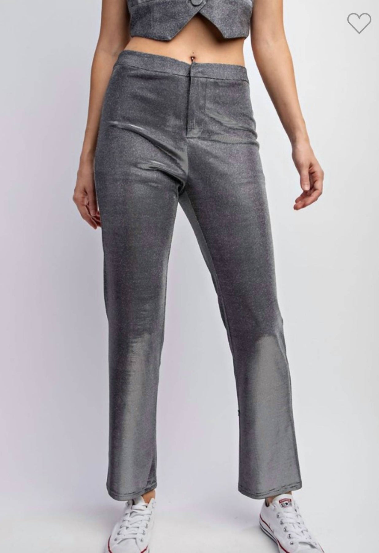 Strickhose in Metallic-Optik – Silberfarben