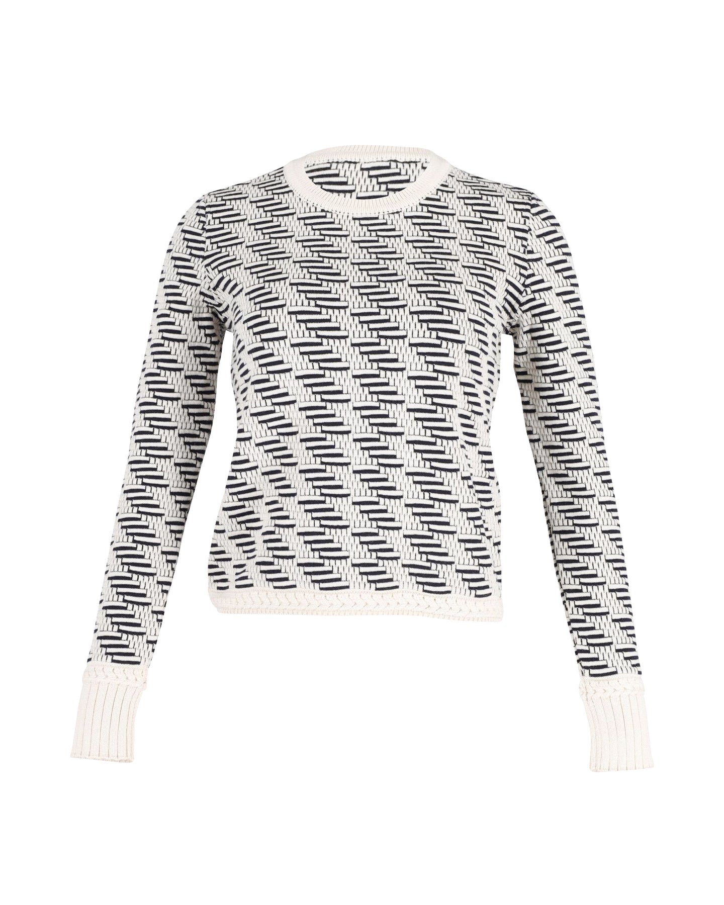 Tory Burch Pullover – geometrisch, Muster, Rundhalsausschnitt, Mehrfarbig, Wolle