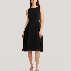 Kleid – Vintage, Rundhalsausschnitt, Seide, klein, Schwarz