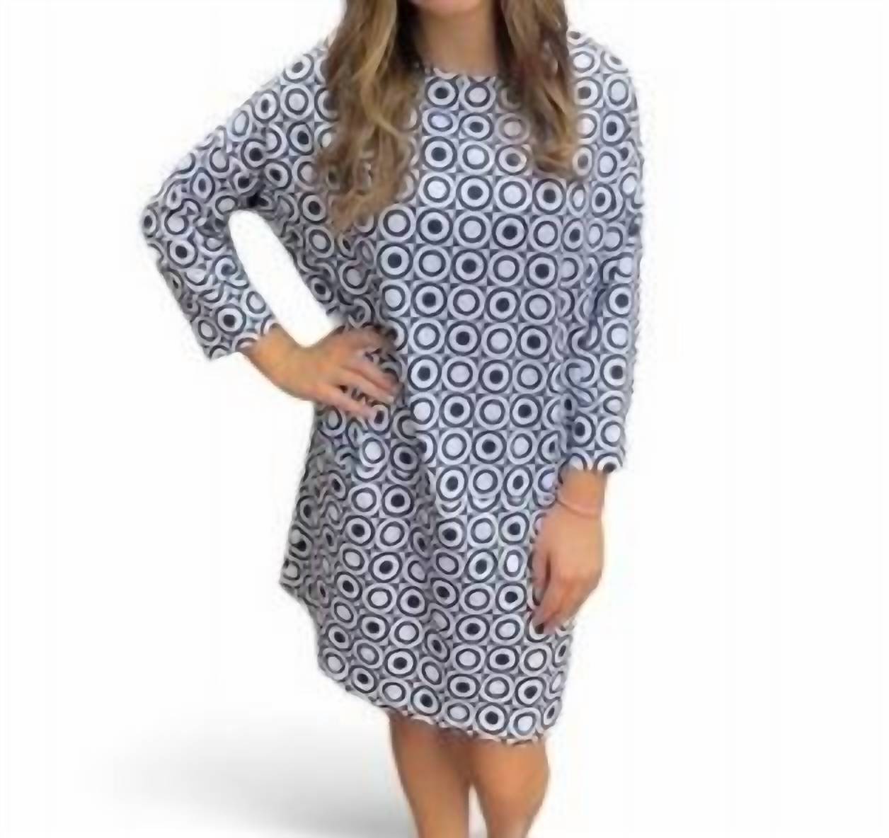 Kleid – Punktmuster, Print, Taschen vorn, Schwarz, Weiß