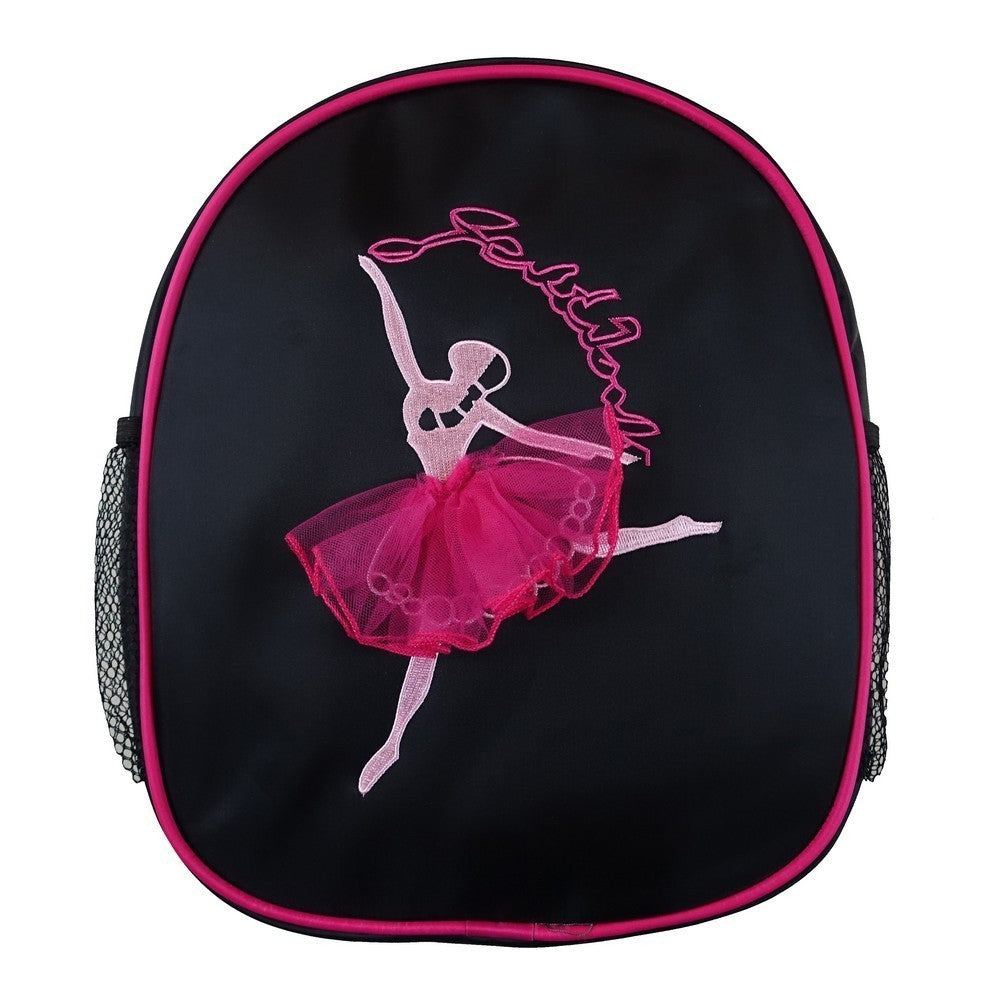Rucksack – Mädchen, Schwarz, Knallrosa, Ballett, Print, Tanz, modisch