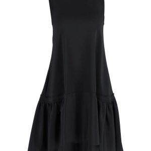 Victoria Beckham Kleid – Rüschen, Saum, Popeline, Schwarz, Polyester