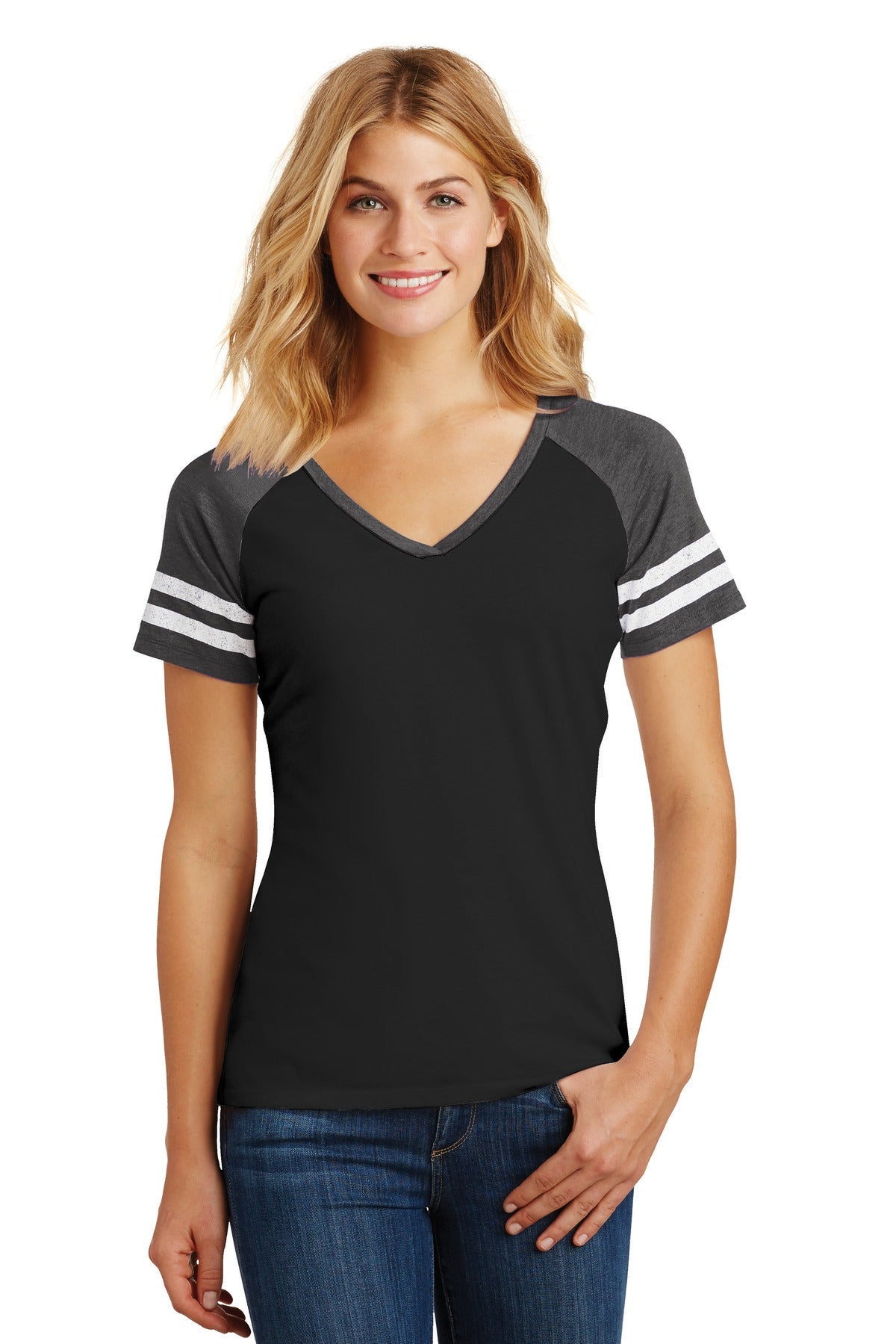 District Game T-Shirt – Damen, V-Ausschnitt – DM476