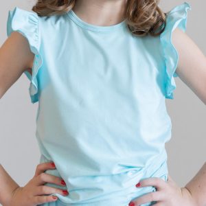 T-Shirt – Aqua, Rüschen, Kurzarm – S/S