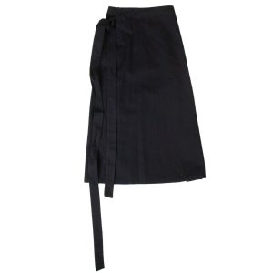 Damen-Wickel-Midirock mit hohem Bund – Schwarz