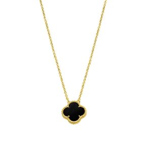 Halskette mit schwarzer Blume, 14k-vergoldet – Roségoldfarben