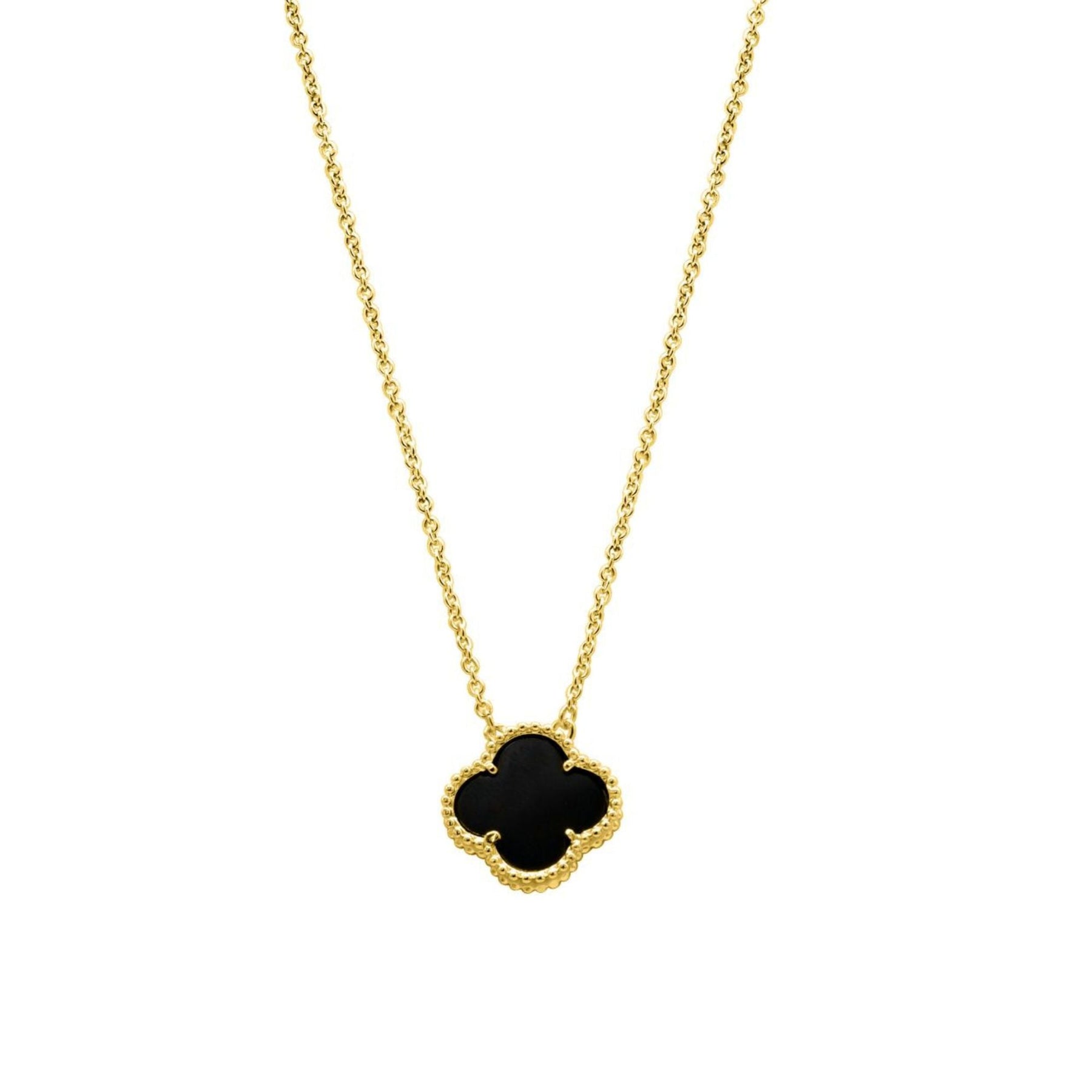 Halskette mit schwarzer Blume, 14k-vergoldet – Roségoldfarben
