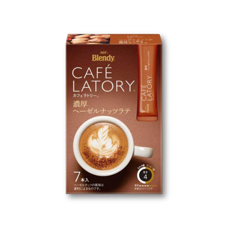 AGF Blendy Cafe Latory Instantkaffee – Stick, Haselnüsse, Latte, 7 Stück