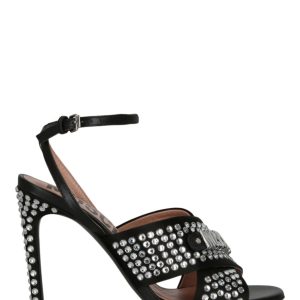 Sandalen – Satin, Kristall, verziert, Absatz