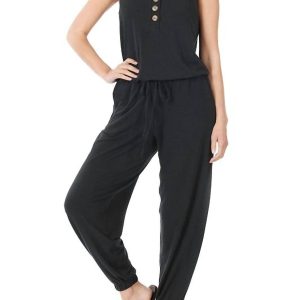 Ärmelloser Jumpsuit im Jogger-Stil – Schwarz – 7732527267900