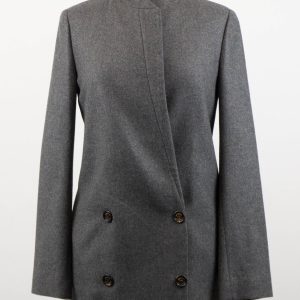 Mantel – Damen, Grau, Kaschmir, volle Länge