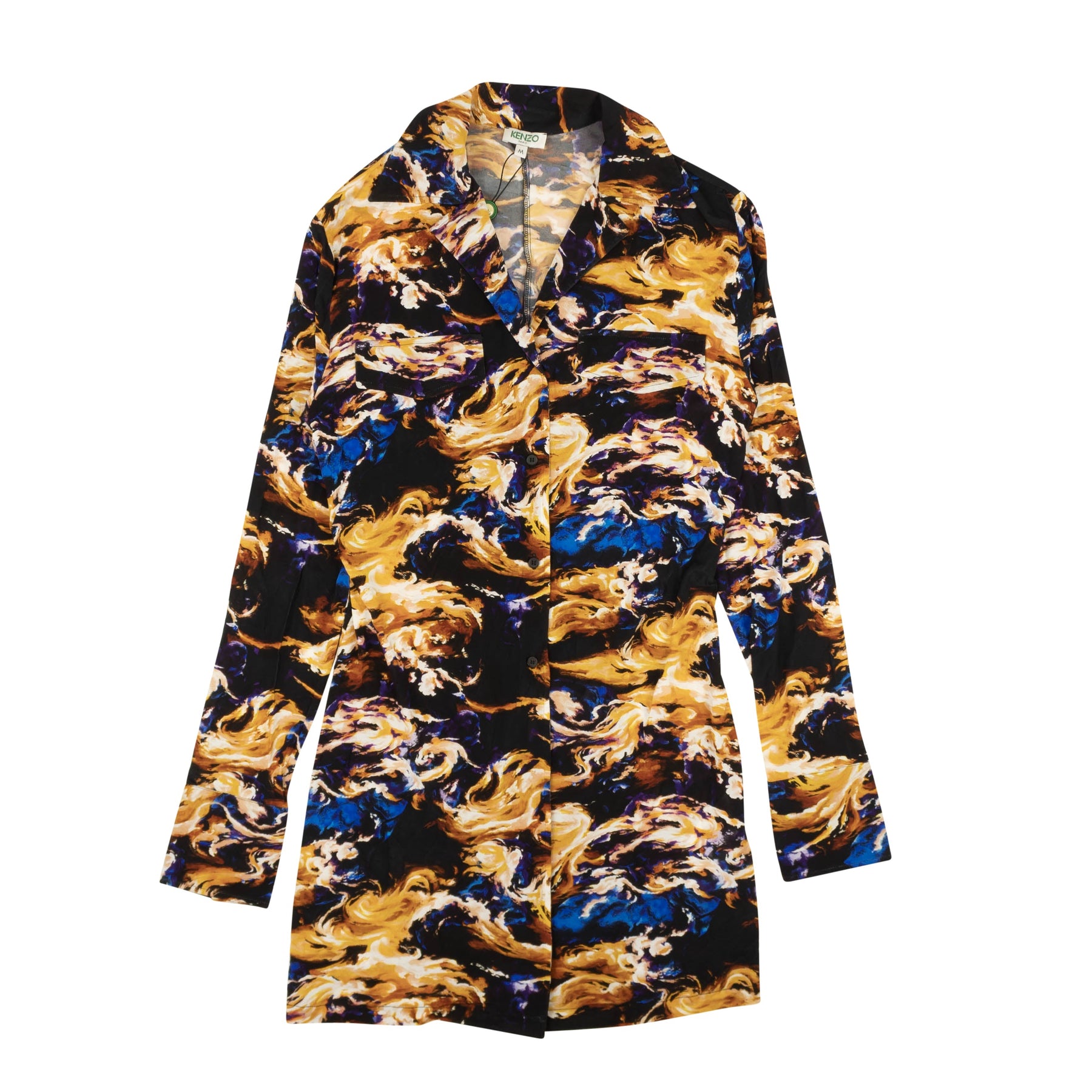Kenzo Hemd – Blumenmuster, Jersey, Schwarz, Mehrfarbig