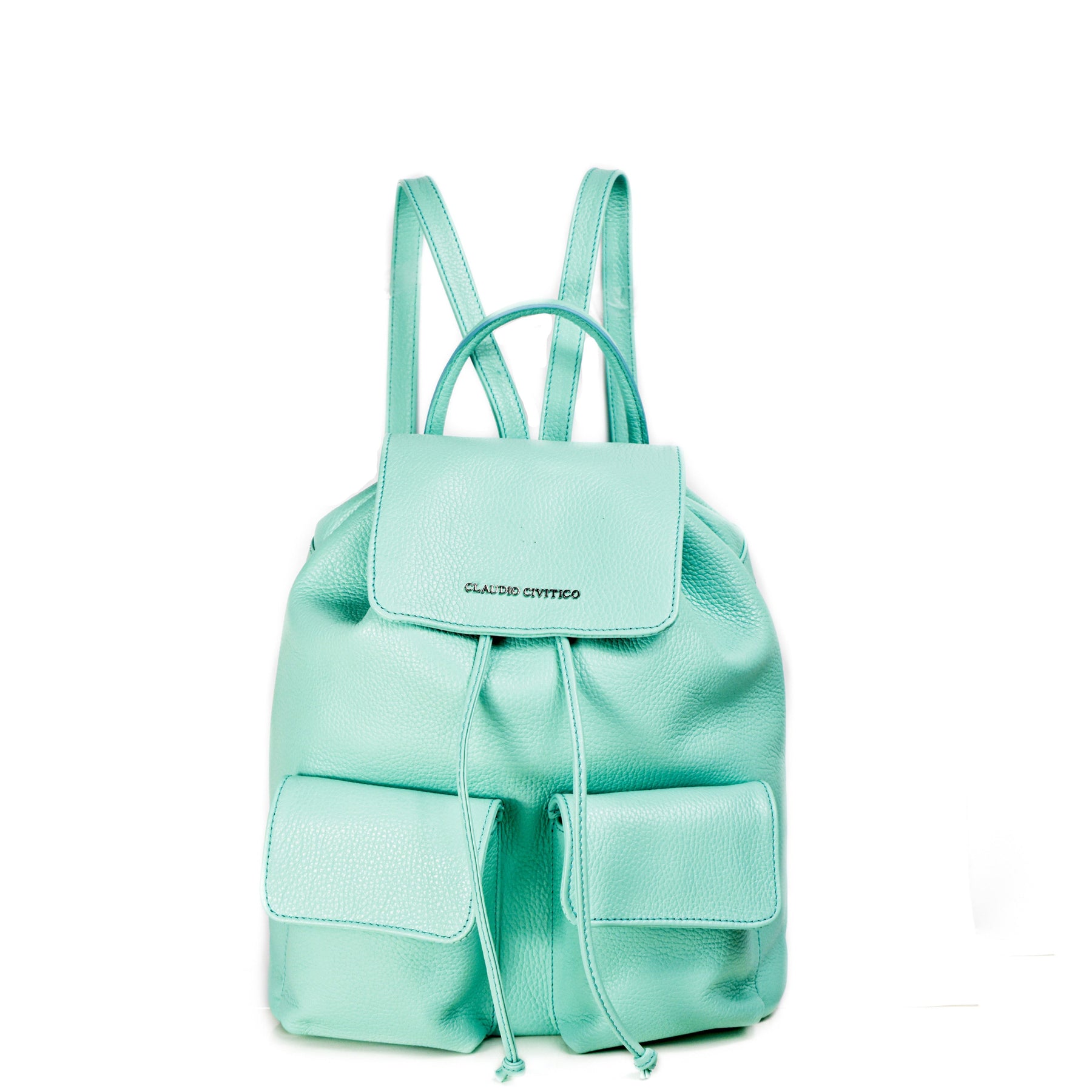 Rucksack – genarbtes Leder, Hellgrün