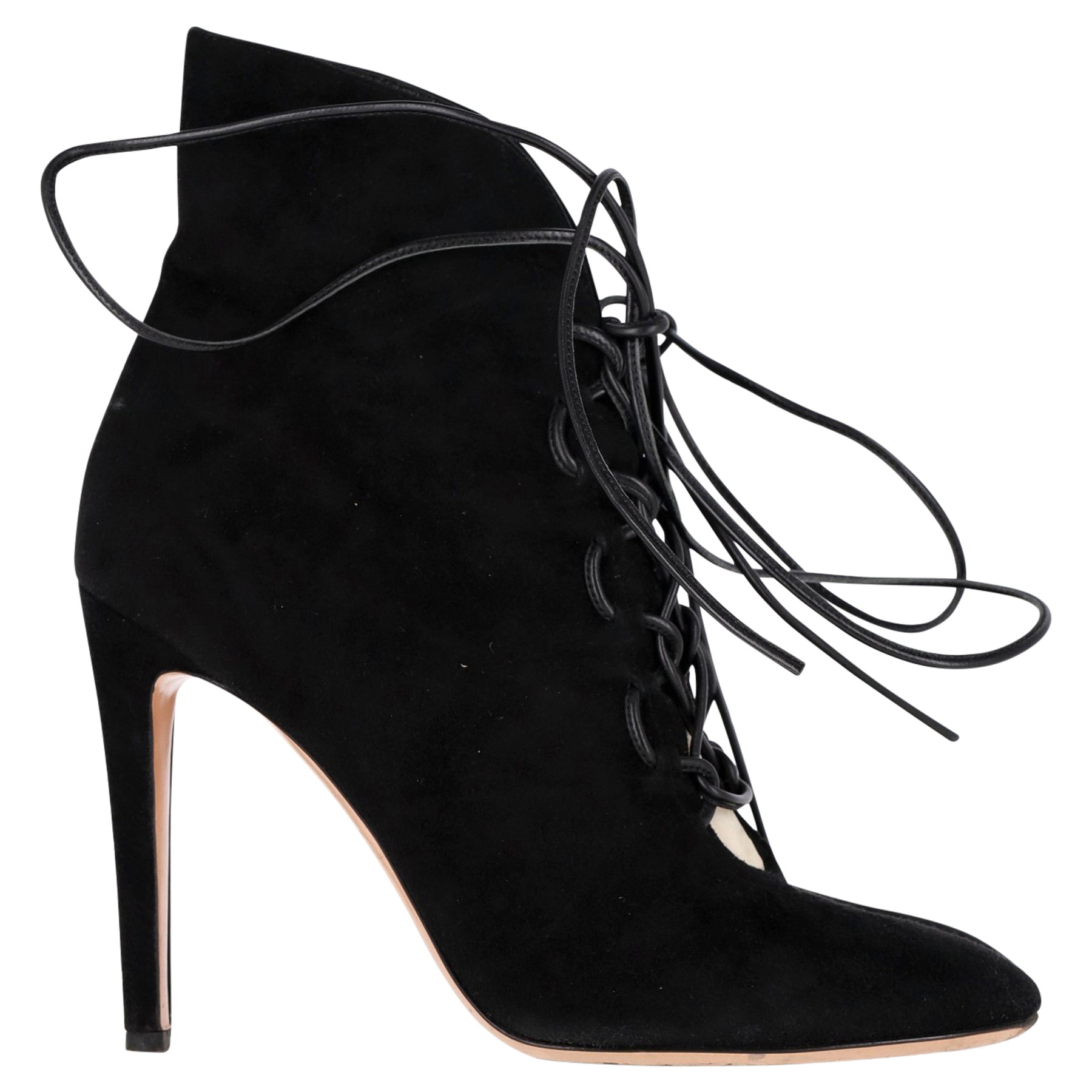 Gianvito Rossi Stiefel – Schnürung, mit Absatz, Schwarz, Veloursleder