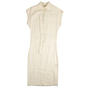 Ärmelloses Hemdkleid mit Knopfleiste – Weiß